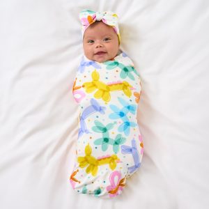Balloon Bash Swaddle & Luxe Bow Headband Set