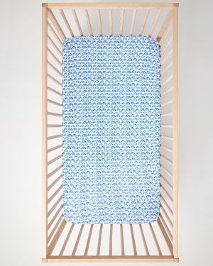 Blue Rainbows Fitted Crib Sheet