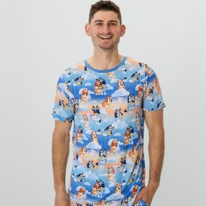 Bluey Blue Sleepytime Men's Short Sleeve Pajama Top