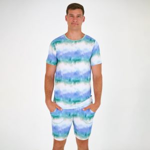 Blue Cosmic Mist Men's Short Sleeve Pajama Top