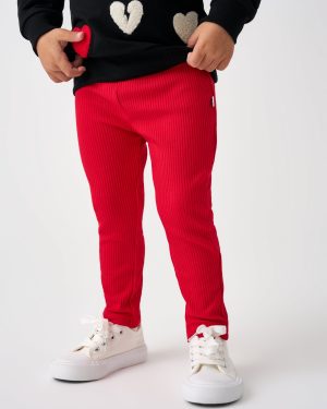 Candy Red Ribbed Legging