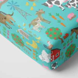Blue Farm Fam Fitted Crib Sheet
