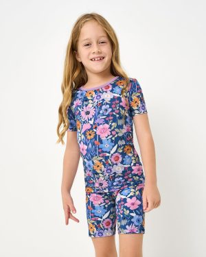 Dusk Blooms Two-Piece Short Sleeve & Shorts Pajama Set