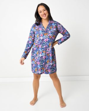 Dusk Blooms Women's Long Sleeve Sleep Shirt