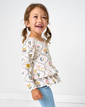 Desert Meadow Ribbed Tiered Peplum Top