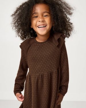 Mocha Ruffle Sweater Dress