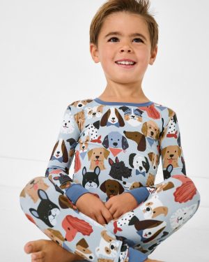 Gray Puppy Parade Two-Piece Pajama Set