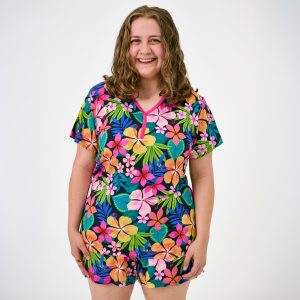 Jungle Blooms Women's Short Sleeve Pajama Top