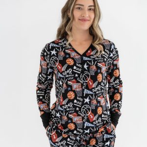 Black Slam Dunk Women's Long Sleeve Pajama Top