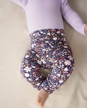 Midnight Petals Fold Over Legging