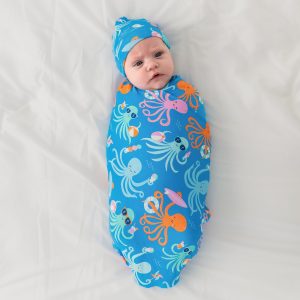 Octopus Party Swaddle & Hat Set