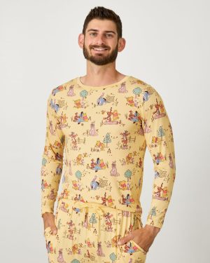 Disney Playtime With Pooh Men's Long Sleeve Pajama Top