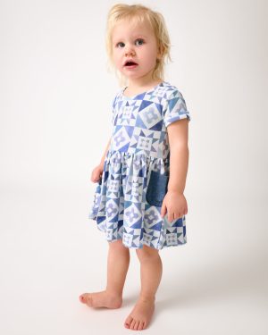 Patchwork Indigo Patch Pocket Dress with Bloomer
