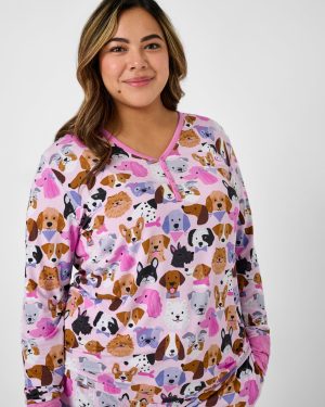 Pink Puppy Parade Women's Long Sleeve Pajama Top