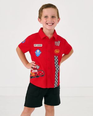 Pixar Cars Piston Cup Button Down Polo