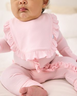 Prima Pink Ribbed Ruffle Bib
