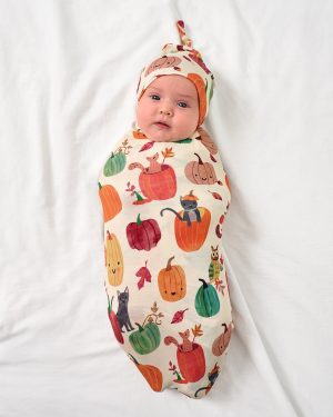Pumpkin Pals Swaddle & Hat Set