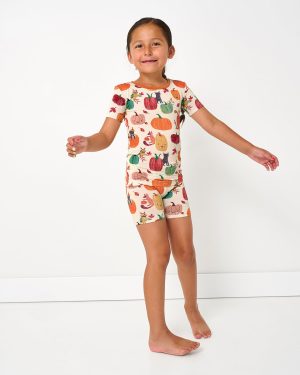 Pumpkin Pals Two-Piece Short Sleeve & Shorts Pajama Set
