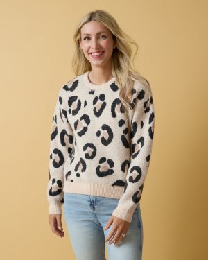 Snowy Leopard Women's Drop Shoulder Sweater