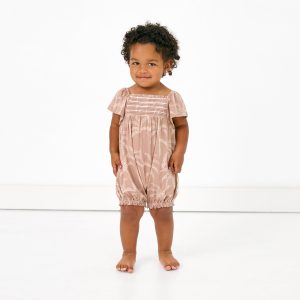 Sandy Palms Smocked Flutter Romper