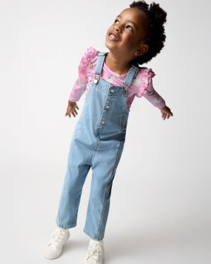 Light Blue Denim Overall Romper