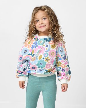 Unicorn Blossoms Drop Shoulder Crewneck